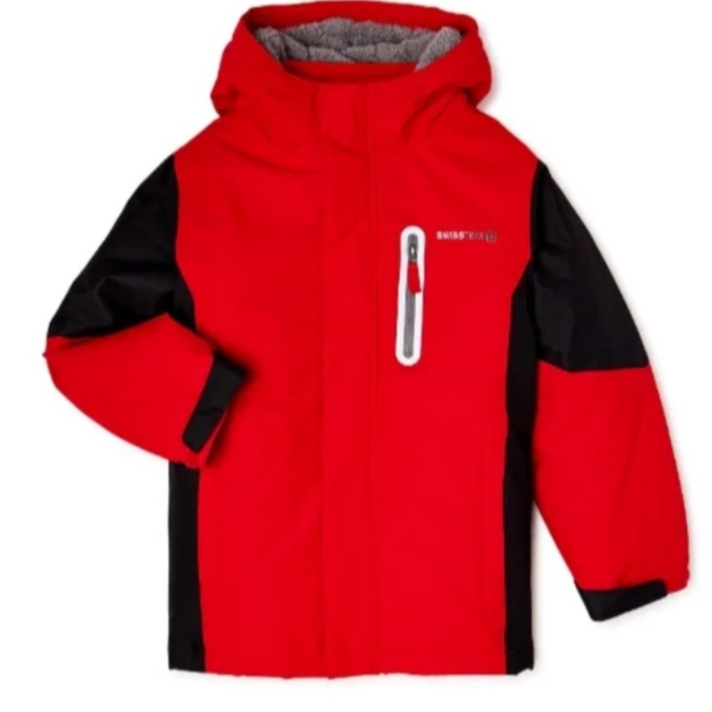 Kids Swiss Tech Jacket with hoodie, size 4/5, used $12.00